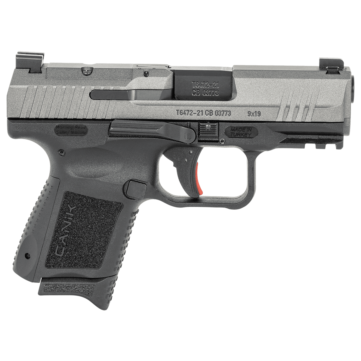 Canik HG6597TN TP9 Elite Sub-Compact 9mm Luger 15+1/12+1 3.60" Black Nitride Match Grade Barrel, Tungsten Gray Cerakote Optic Ready/Serrated Steel Slide, Black Polymer Frame w/Picatinny Rail, Black Interchangeable Backstrap Grip Canik HG6597TN TP9 Elite Sub-Compact 9mm Luger 15+1/12+1 3.60" Black Nitride Match Grade Barrel, Tungsten Gray Cerakote Optic Ready/Serrated Steel Slide, Black Polymer Frame w/Picatinny Rail, Black Interchangeable Backstrap Grip