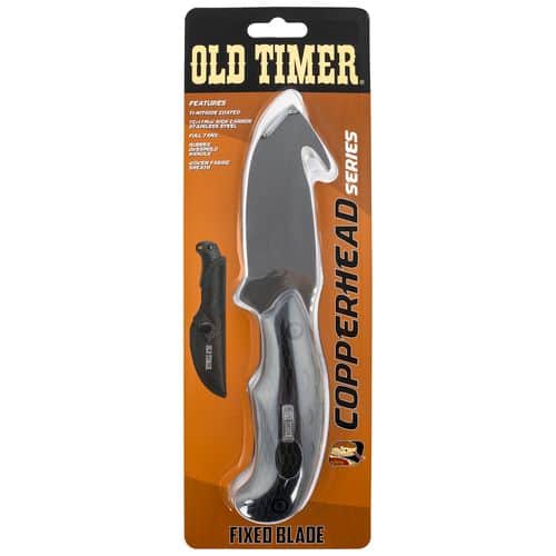 Old Timer 2143OTCP Old Timer Copperhead 3.67" Fixed Gut Hook Plain TiCN Gray 7Cr17MoV Blade Black Rubber Snakeskin Handle Old Timer 2143OTCP Old Timer Copperhead 3.67" Fixed Gut Hook Plain TiCN Gray 7Cr17MoV Blade Black Rubber Snakeskin Handle