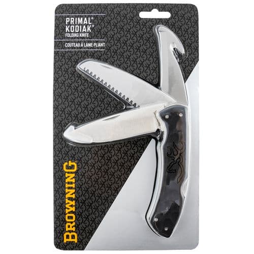 Browning 3220430 Primal Kodiak 3.75" Folding Drop Point/Gut Hook/Saw Gut Hook/Saw/Plain 8Cr13MoV SS Blade Black Polymer Over-mold Handle Browning 3220430 Primal Kodiak 3.75" Folding Drop Point/Gut Hook/Saw Gut Hook/Saw/Plain 8Cr13MoV SS Blade Black Polymer Over-mold Handle