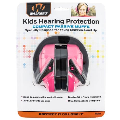 Walker's GWP-CRPAS-PK Razor Compact Passive Muff 24 dB Over the Head Pink Ear Cups with Black Headband & White Logo Youth, Women Walker's GWP-CRPAS-PK Razor Compact Passive Muff 24 dB Over the Head Pink Ear Cups with Black Headband & White Logo Youth, Women