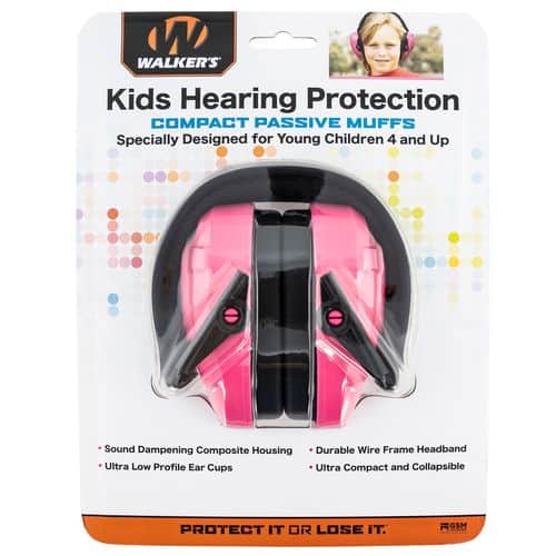 Walker's GWP-CRPAS-PK Razor Compact Passive Muff 24 dB Over the Head Pink Ear Cups with Black Headband & White Logo Youth, Women Walker's GWP-CRPAS-PK Razor Compact Passive Muff 24 dB Over the Head Pink Ear Cups with Black Headband & White Logo Youth, Women