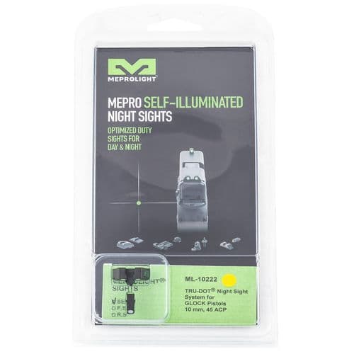 Meprolight USA 102223201 Mepro Tru-Dot Fixed Sights Self-Illuminated Green Tritium Front & Yellow Rear with Black Frame for Glock 20,21,29,30,36,40,41 Meprolight USA 102223201 Mepro Tru-Dot Fixed Sights Self-Illuminated Green Tritium Front & Yellow Rear with Black Frame for Glock 20,21,29,30,36,40,41