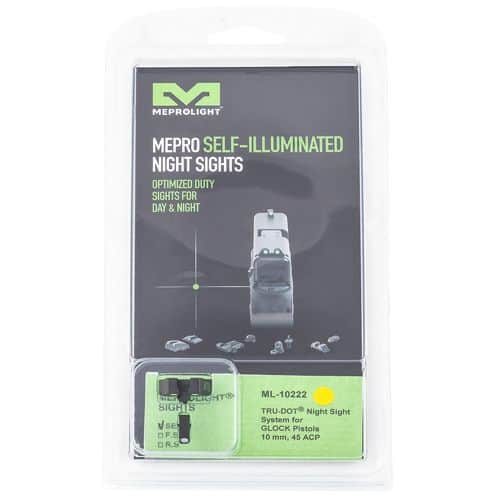 Meprolight USA 102223201 Mepro Tru-Dot Fixed Sights Self-Illuminated Green Tritium Front & Yellow Rear with Black Frame for Glock 20,21,29,30,36,40,41 Meprolight USA 102223201 Mepro Tru-Dot Fixed Sights Self-Illuminated Green Tritium Front & Yellow Rear with Black Frame for Glock 20,21,29,30,36,40,41