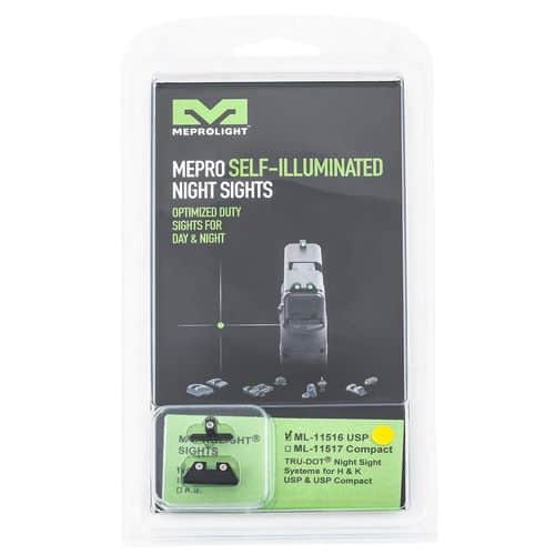 Meprolight USA 115163201 Mepro Tru-Dot Fixed Sights Self-Illuminated Green Tritium Front & Yellow Rear with Black Frame for HK USP Meprolight USA 115163201 Mepro Tru-Dot Fixed Sights Self-Illuminated Green Tritium Front & Yellow Rear with Black Frame for HK USP