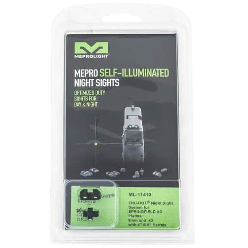 Meprolight USA 114103101 Mepro Tru-Dot Fixed Sights Self-Illuminated Green Tritium Front & Rear with Black Frame for Springfield XD with 4-5" Barrels Meprolight USA 114103101 Mepro Tru-Dot Fixed Sights Self-Illuminated Green Tritium Front & Rear with Black Frame for Springfield XD with 4-5" Barrels