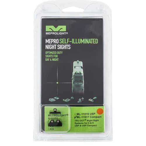 Meprolight USA 115173301 Mepro Tru-Dot Fixed Sights Self-Illuminated Green Tritium Front & Orange Rear with Black Frame for HK USP Compact Meprolight USA 115173301 Mepro Tru-Dot Fixed Sights Self-Illuminated Green Tritium Front & Orange Rear with Black Frame for HK USP Compact