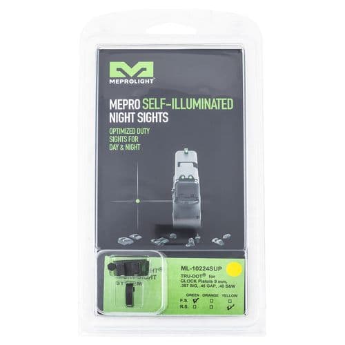 Meprolight USA 102243291 Mepro Tru-Dot Fixed Sights Self-Illuminated Green Tritium Front & Yellow Rear with Black Frame for Most Glock Meprolight USA 102243291 Mepro Tru-Dot Fixed Sights Self-Illuminated Green Tritium Front & Yellow Rear with Black Frame for Most Glock