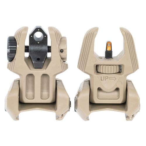 Meprolight USA 403440 Mepro FUBS Self-Illuminated Sights Flip Up Green Tritium with Orange Outline, Green Tritium Rear with Desert Tan Frame for AR-15 Meprolight USA 403440 Mepro FUBS Self-Illuminated Sights Flip Up Green Tritium with Orange Outline, Green Tritium Rear with Desert Tan Frame for AR-15