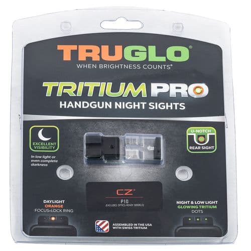 TruGlo TG-TG231Z2C Tritium Pro Night Sights Square Green with Orange Outline Front/U-Notch Green Rear Nitride Fortress Frame for CZ P10, 10C TruGlo TG-TG231Z2C Tritium Pro Night Sights Square Green with Orange Outline Front/U-Notch Green Rear Nitride Fortress Frame for CZ P10, 10C