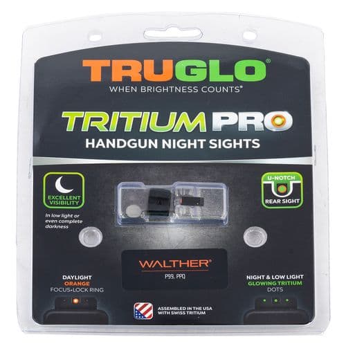 TruGlo TG-TG231W1C Tritium Pro Night Sights Square Green with Orange Outline Front/U-Notch Green Rear Nitride Fortress Frame for Walther PPQ TruGlo TG-TG231W1C Tritium Pro Night Sights Square Green with Orange Outline Front/U-Notch Green Rear Nitride Fortress Frame for Walther PPQ