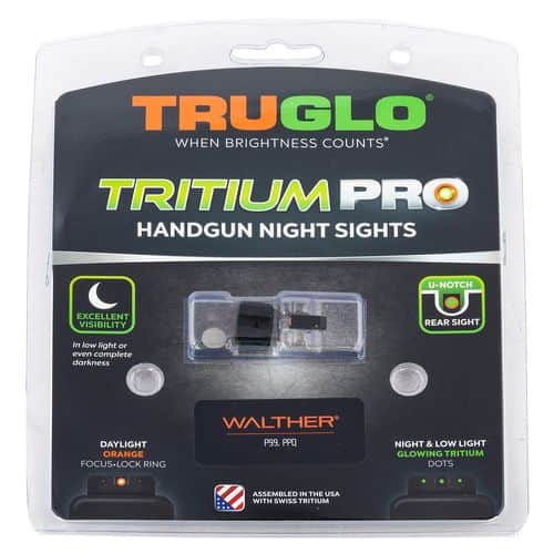 TruGlo TG-TG231W1C Tritium Pro Night Sights Square Green with Orange Outline Front/U-Notch Green Rear Nitride Fortress Frame for Walther PPQ TruGlo TG-TG231W1C Tritium Pro Night Sights Square Green with Orange Outline Front/U-Notch Green Rear Nitride Fortress Frame for Walther PPQ