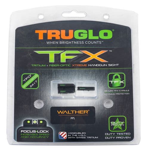 TruGlo TG-TG13WA2A TFX 3-Dot Set Tritium/Fiber Optic Green with White Outline Front, Green Rear Nitride Fortress Frame for Walther PPS TruGlo TG-TG13WA2A TFX 3-Dot Set Tritium/Fiber Optic Green with White Outline Front, Green Rear Nitride Fortress Frame for Walther PPS