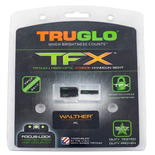 TruGlo TG-TG13WA2A TFX 3-Dot Set Tritium/Fiber Optic Green with White Outline Front, Green Rear Nitride Fortress Frame for Walther PPS TruGlo TG-TG13WA2A TFX 3-Dot Set Tritium/Fiber Optic Green with White Outline Front, Green Rear Nitride Fortress Frame for Walther PPS