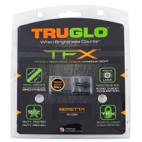 TruGlo TG-TG13BR1A TFX Tritium/Fiber Optic Green with White Outline Front Sight Nitride Fortress Frame for Beretta Px4 Storm TruGlo TG-TG13BR1A TFX Tritium/Fiber Optic Green with White Outline Front Sight Nitride Fortress Frame for Beretta Px4 Storm
