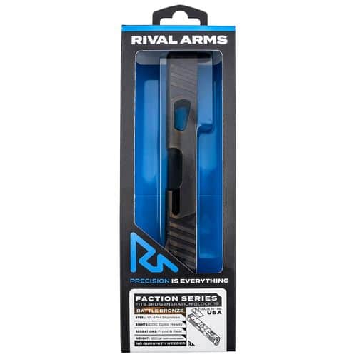 Rival Arms RA-RA12G205B Faction Series Slide A1 with Docter Cut Cerakote Battle Bronze 17-4 Stainless Steel for Glock 19 Gen3 Rival Arms RA-RA12G205B Faction Series Slide A1 with Docter Cut Cerakote Battle Bronze 17-4 Stainless Steel for Glock 19 Gen3
