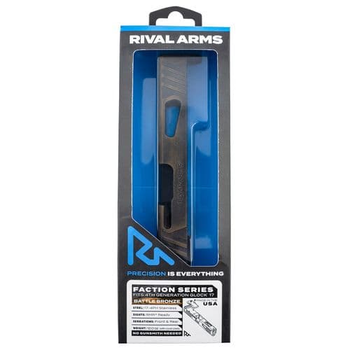 Rival Arms RA-RA12G104B Faction Series Slide A1 with RMR Cut Cerakote Battle Bronze 17-4 Stainless Steel for Glock 17 Gen4 Rival Arms RA-RA12G104B Faction Series Slide A1 with RMR Cut Cerakote Battle Bronze 17-4 Stainless Steel for Glock 17 Gen4