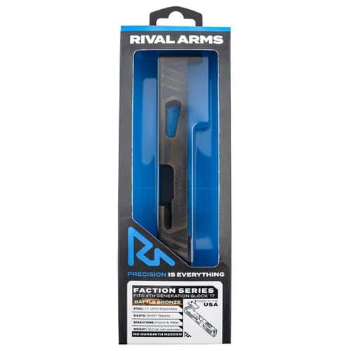 Rival Arms RA-RA12G104B Faction Series Slide A1 with RMR Cut Cerakote Battle Bronze 17-4 Stainless Steel for Glock 17 Gen4 Rival Arms RA-RA12G104B Faction Series Slide A1 with RMR Cut Cerakote Battle Bronze 17-4 Stainless Steel for Glock 17 Gen4