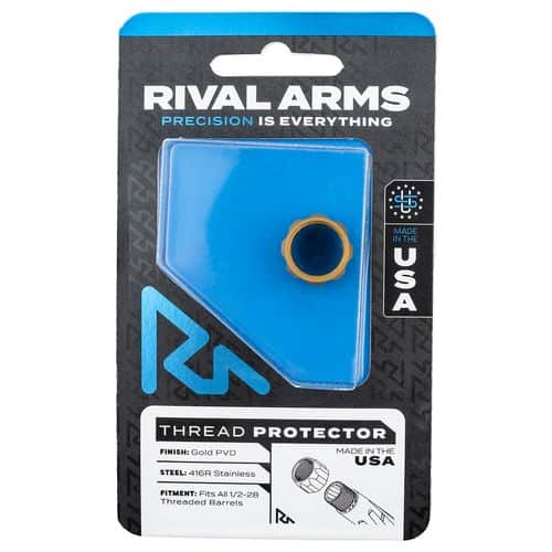 Rival Arms RA-RA300001E Thread Protector 9mm Luger Gold PVD 416R Stainless Steel 1/2"-28 tpi Rival Arms RA-RA300001E Thread Protector 9mm Luger Gold PVD 416R Stainless Steel 1/2"-28 tpi