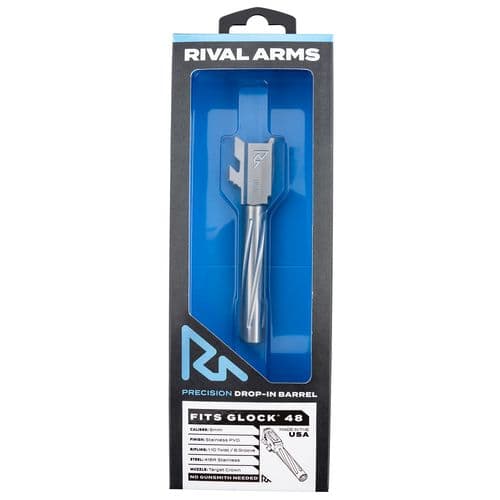 Rival Arms RA-RA20G801D Precision V1 Drop-In Barrel 9mm Luger 4.17" Stainless PVD Finish 416R Stainless Steel Material for Glock 48 Rival Arms RA-RA20G801D Precision V1 Drop-In Barrel 9mm Luger 4.17" Stainless PVD Finish 416R Stainless Steel Material for Glock 48