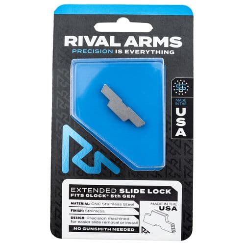 Rival Arms RA-RA80G002D Slide Lock Extended Polished Stainless for Glock 34, 17, 19 Gen5 Rival Arms RA-RA80G002D Slide Lock Extended Polished Stainless for Glock 34, 17, 19 Gen5