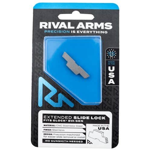 Rival Arms RA-RA80G002D Slide Lock Extended Polished Stainless for Glock 34, 17, 19 Gen5 Rival Arms RA-RA80G002D Slide Lock Extended Polished Stainless for Glock 34, 17, 19 Gen5