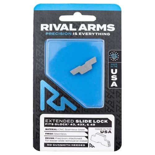 Rival Arms RA-RA80G003D Slide Lock Extended Polished Stainless for Glock 43, 43X, 48 Rival Arms RA-RA80G003D Slide Lock Extended Polished Stainless for Glock 43, 43X, 48