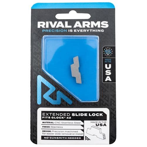 Rival Arms RA-RA80G004D Slide Lock Extended Polished Stainless for Glock 42 Rival Arms RA-RA80G004D Slide Lock Extended Polished Stainless for Glock 42