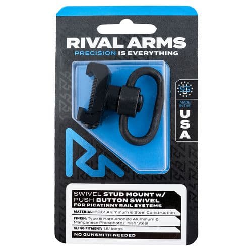 Rival Arms RA-RA92P1A Swivel Stud Mount with Black Manganese Phosphate 1.5" Push Button Steel Swivel compatible with Picatinny Rail Rival Arms RA-RA92P1A Swivel Stud Mount with Black Manganese Phosphate 1.5" Push Button Steel Swivel compatible with Picatinny Rail