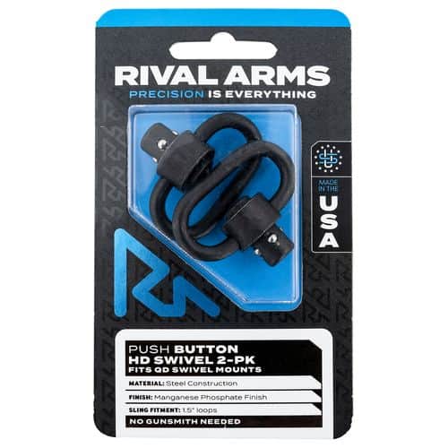 Rival Arms RA-RA92S1A HD Swivel Set Black Manganese Phosphate Steel with 1.5" Loops & Push Button Rival Arms RA-RA92S1A HD Swivel Set Black Manganese Phosphate Steel with 1.5" Loops & Push Button