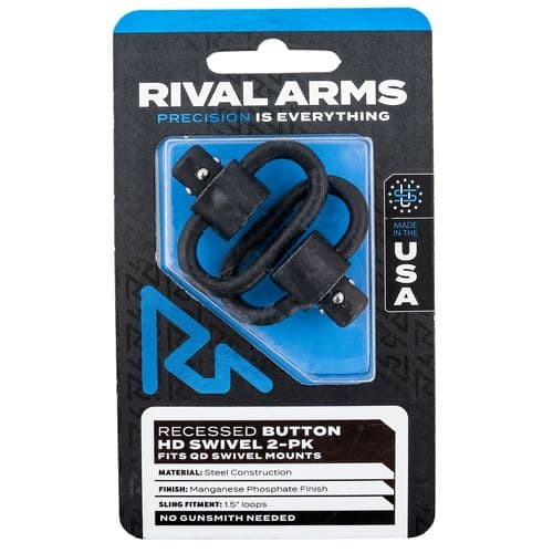 Rival Arms RA-RA92S2A HD Swivel Set Black Manganese Phosphate Steel with 1.5" Loops & Recessed Button Rival Arms RA-RA92S2A HD Swivel Set Black Manganese Phosphate Steel with 1.5" Loops & Recessed Button