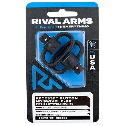 Rival Arms RA-RA92S2A HD Swivel Set Black Manganese Phosphate Steel with 1.5" Loops & Recessed Button Rival Arms RA-RA92S2A HD Swivel Set Black Manganese Phosphate Steel with 1.5" Loops & Recessed Button