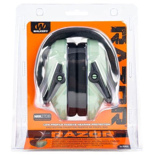 Walker's GWP-RSMPAS-SGN Razor Slim Passive Muff 27 dB Over the Head Polymer Sage Green Ear Cups with Black Headband & White Logo Walker's GWP-RSMPAS-SGN Razor Slim Passive Muff 27 dB Over the Head Polymer Sage Green Ear Cups with Black Headband & White Logo