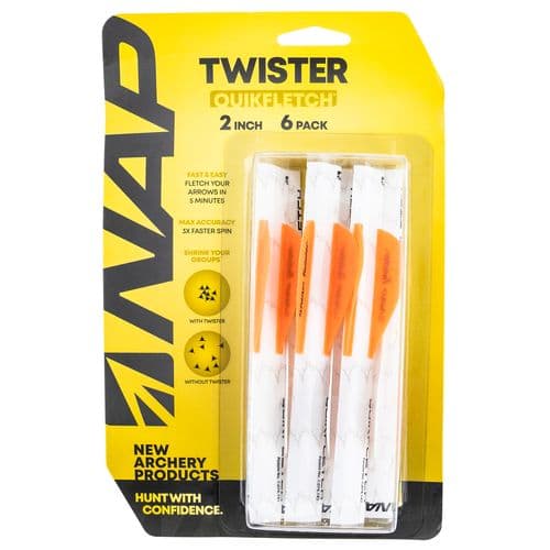 NAP NAP-60-637 Quickfletch Twister Fletching White/Orange/Orange NAP NAP-60-637 Quickfletch Twister Fletching White/Orange/Orange
