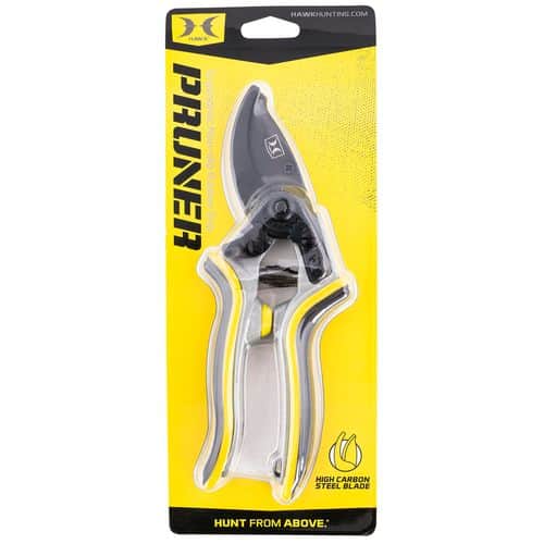 Hawk HWK-PRUNER Hand Pruner Black TiN Finished SK5 High Carbon Steel Aluminum w/Black & Yellow TPR Grip Handle Hawk HWK-PRUNER Hand Pruner Black TiN Finished SK5 High Carbon Steel Aluminum w/Black & Yellow TPR Grip Handle