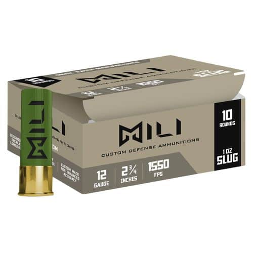 MILI AMMUNITIONS M12-RIF-SLUG 12 ga Rifled Slug 12 Gauge 2.75" 1 oz Rifled Slug Shot 10 Bx/ 15 Cs MILI AMMUNITIONS M12-RIF-SLUG 12 ga Rifled Slug 12 Gauge 2.75" 1 oz Rifled Slug Shot 10 Bx/ 15 Cs