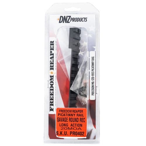 DNZ PR0402 Freedom Reaper Picatinny Rail Rifle Savage Round Receiver Long Action 20 MOA Black Anodized Aluminum DNZ PR0402 Freedom Reaper Picatinny Rail Rifle Savage Round Receiver Long Action 20 MOA Black Anodized Aluminum