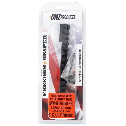 DNZ PR0402 Freedom Reaper Picatinny Rail Rifle Savage Round Receiver Long Action 20 MOA Black Anodized Aluminum DNZ PR0402 Freedom Reaper Picatinny Rail Rifle Savage Round Receiver Long Action 20 MOA Black Anodized Aluminum