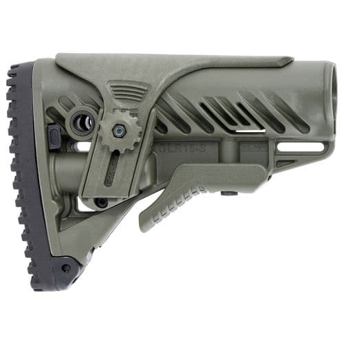 FAB Defense FX-GLR16CPG GLR-16 CP Buttstock Adjustable Cheekrest & Anti-Rattle Mechanism OD Green Synthetic for AR-15, M4 FAB Defense FX-GLR16CPG GLR-16 CP Buttstock Adjustable Cheekrest & Anti-Rattle Mechanism OD Green Synthetic for AR-15, M4