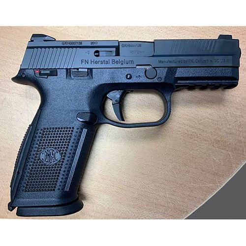 FN 66689 FNS Herstal Belgium 9mm Luger 4" 17+1 (2) Black Polymer Frame Black Stainless Steel Slide Black Interchangeable Backstrap Grip FN 66689 FNS Herstal Belgium 9mm Luger 4" 17+1 (2) Black Polymer Frame Black Stainless Steel Slide Black Interchangeable Backstrap Grip