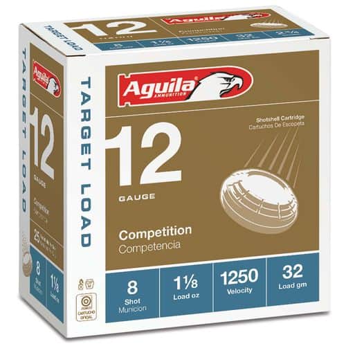 Aguila 1CHB1348 Target Load Standard Velocity 12 Gauge 2.75" 1 1/8 oz 8 Shot 25 Bx/ 10 Cs Aguila 1CHB1348 Target Load Standard Velocity 12 Gauge 2.75" 1 1/8 oz 8 Shot 25 Bx/ 10 Cs