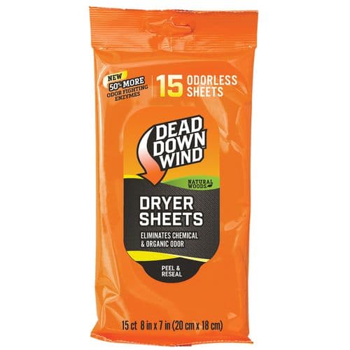 Dead Down Wind 11913 Dryer Sheets 8" X 7" 15 Per Pkg Natural Woods Scent Dead Down Wind 11913 Dryer Sheets 8" X 7" 15 Per Pkg Natural Woods Scent