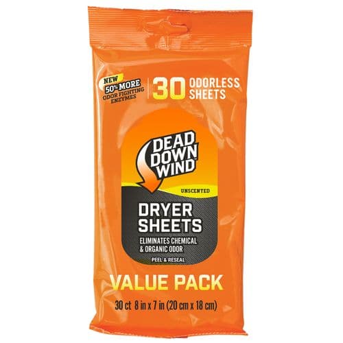 Dead Down Wind 113019 Dryer Sheets 8" X 7" 30 Per Pkg Unscented Dead Down Wind 113019 Dryer Sheets 8" X 7" 30 Per Pkg Unscented