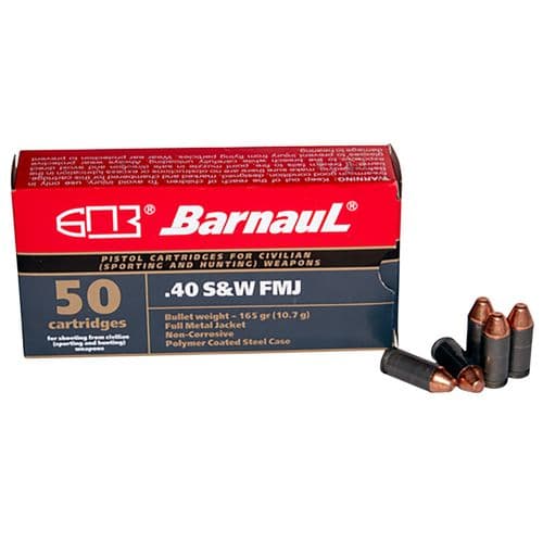 Barnaul Ammo BRN40SWZNFMJ165IPSC Pistol 40 S&W 165 gr Full Metal Jacket (FMJ) 50 Bx/ 10 Cs Barnaul Ammo BRN40SWZNFMJ165IPSC Pistol 40 S&W 165 gr Full Metal Jacket (FMJ) 50 Bx/ 10 Cs