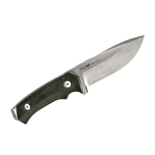 Woox BU.KNF001.08 Rock 62 4.25" Fixed Plain Stonewash Sleipner Steel Blade/ Checkered Black Micarta Handle 2 Woox BU.KNF001.08 Rock 62 4.25" Fixed Plain Stonewash Sleipner Steel Blade/ Checkered Black Micarta Handle 2
