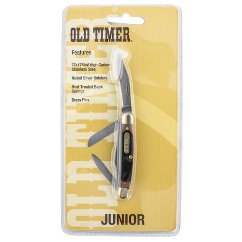 Old Timer 108OTCP Old Timer Junior Folding Clip/Sheepsfoot/Pen Plain 7Cr17MoV High Carbon SS Blade Sawcut w/Nickel Silver Bolsters Handle Old Timer 108OTCP Old Timer Junior Folding Clip/Sheepsfoot/Pen Plain 7Cr17MoV High Carbon SS Blade Sawcut w/Nickel Silver Bolsters Handle