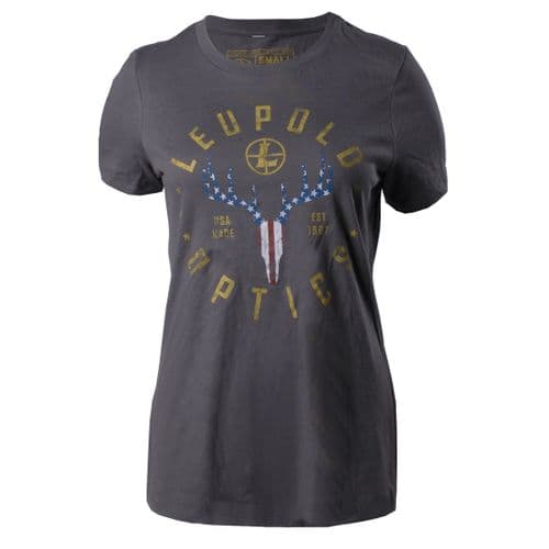 Leupold 179150 American Whitetail Ladies T-Shirt Gray Medium Short Sleeve Leupold 179150 American Whitetail Ladies T-Shirt Gray Medium Short Sleeve