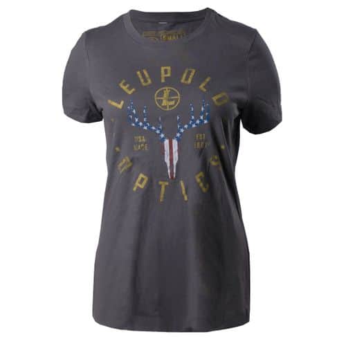 Leupold 179150 American Whitetail Ladies T-Shirt Gray Medium Short Sleeve Leupold 179150 American Whitetail Ladies T-Shirt Gray Medium Short Sleeve