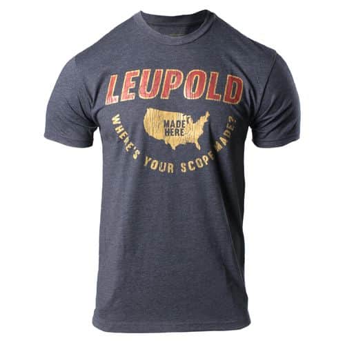 Leupold 180431 Made Here T-Shirt Charcoal Heather 2XL Short Sleeve Leupold 180431 Made Here T-Shirt Charcoal Heather 2XL Short Sleeve