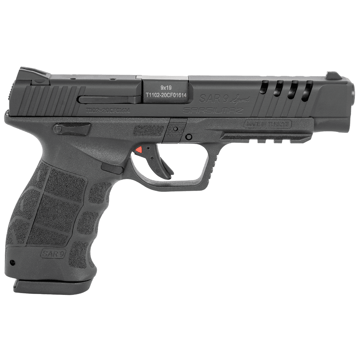 Sar USA SAR9SPTBL SAR9 Sport 9mm Luger 5.20" 17+1 Black Ported Steel Slide Black Polymer Frame Forged Steel Barrel Sar USA SAR9SPTBL SAR9 Sport 9mm Luger 5.20" 17+1 Black Ported Steel Slide Black Polymer Frame Forged Steel Barrel