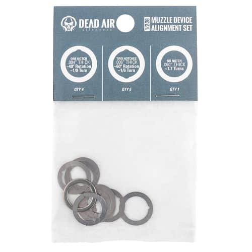 Dead Air DA001 Shim Kit 1/2"-28 tpi 3 Different Shim Thicknesses Included (.004", .006", .060") Dead Air DA001 Shim Kit 1/2"-28 tpi 3 Different Shim Thicknesses Included (.004", .006", .060")